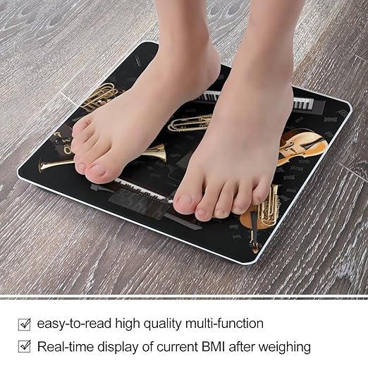 Musical Instruments Scale for Body Weight Sturdy Tempered Glass Weighing Scales with LCD Display Accurate Digital Bathroom Scale Convenient Body Fat Smart Scales 400lb