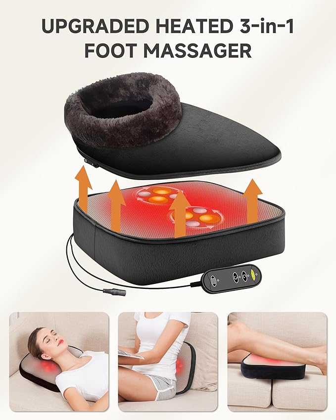 Snailax Foot Massager with Heat Shiatsu Heated Kneading Foot Massager Machine Electric Foot Massager Gift for Her &amp Him Home and Office Use