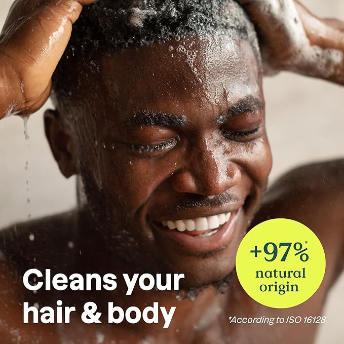 ATTITUDE 2-in-1 Body Wash and Hair Shampoo EWG Verified Shower Gel Dermatologically Tested Made with Naturally Derived Ingredients Vegan Personal Care Ginseng and Grapeseed Oil 16 Fl Oz