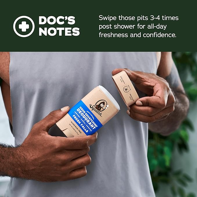 Dr. Squatch Natural Men’s Deodorant – Aluminum Free Natural Deodorant Men with Charcoal &amp Postbiotics for 72-Hour Odor Protection – Alpine Sage + Fresh Falls 2.65oz Stick (2-Pack)