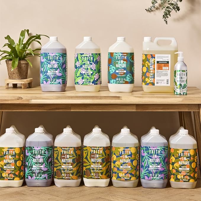 Faith In Nature Natural Hand Wash &amp Body Wash Set - Vegan &amp Cruelty Free No SLS or Parabens - 2 x 169 fl oz Value Bundle Pack Grapefruit &amp Orange