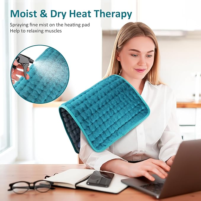 Heating pad for Back/Shoulder/Neck/Leg Pain Relief Heating Pads for Period Cramps 6 Fast Heating Settings Auto-Off Machine Washable Birthday Gifts for Women Mom Extra Large 12x24 Blue