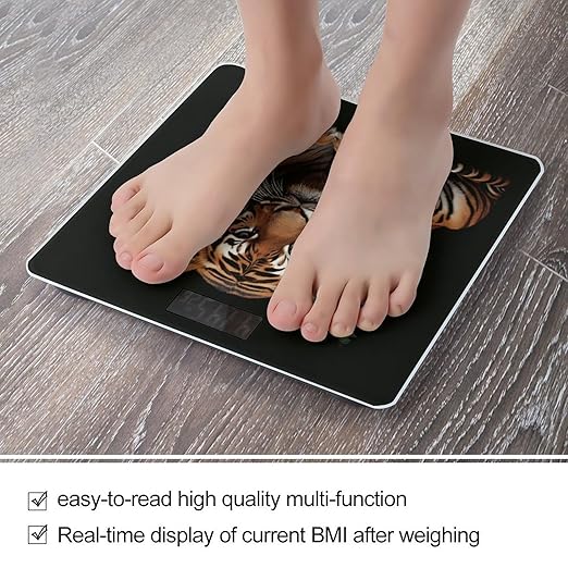 Digital Bathroom Scale for Body Weight Scale with Bright LCD Display High Accuracy Step-On Technology Auto On/Off with Tiger and Paws Digital Scales 400 Lbs /180kg