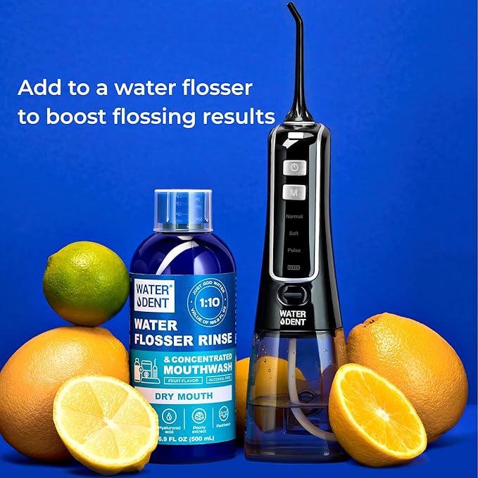 Concentrated Irrigant Dry Mouth | Add to Water Flossers | Mild Mint &amp Fruit Flavor |1:10 = 186 fl.oz | Alcohol Free Fluoride Free. Made in USA (PACK OF 2)