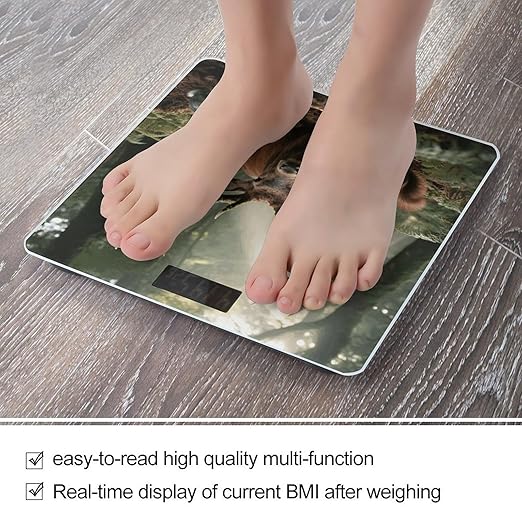 Forest Wildlife Scale for Body Weight Sturdy Tempered Glass Weighing Scales with LCD Display Accurate Digital Bathroom Scale Convenient Body Fat Smart Scales Easy Read