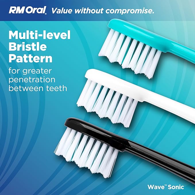 RM Oral Wave Sonic Battery-Operated Toothbrush with Soft Bristles &amp Travel Case 56000 Sonic Vibrations for Clean &amp Sensitive Whitening &amp Plaque Removal 2-Minute Timer Aquamarine