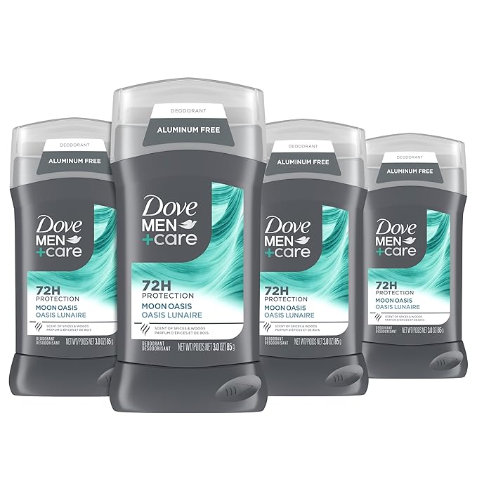 Dove Men+Care Aluminum-Free Deodorant Moon Oasis 4 Count for a Long-Lasting Scent with 72H Odor Protection 3.0 oz