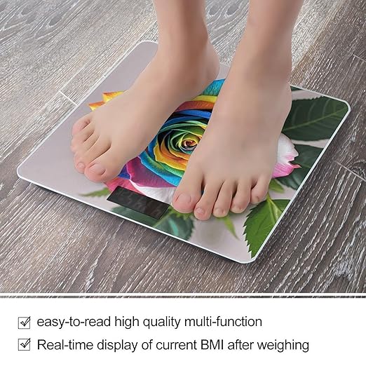 Rainbow Rose Scale for Body Weight Digital Bathroom Scale Toughened Glass High Precision Scales for Body Weight with Large LCD Backlight Display Weight Scales