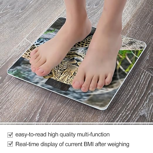 African Leopard on Rock Smart Scale for Body Weight Accurate Bathroom Scale with LED Display Digital Weight Scales Weighing Machine High Precision Scales for Bath Home