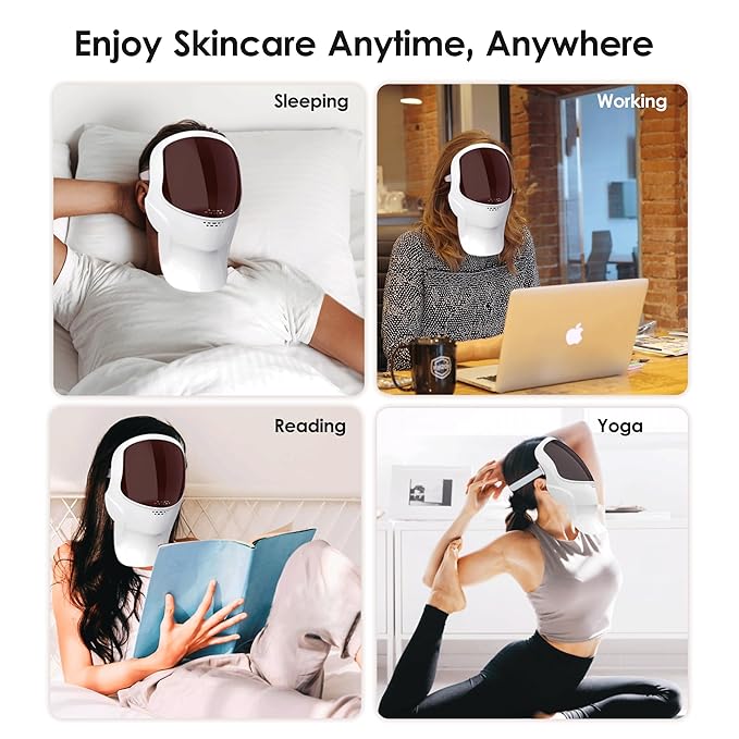 Led Light Therapy Mask Led Fack Mask Light Therapy for Face and Neck 7 Modes Red Light Therapy Mask for Wonem &amp Men Rechageable Skin Care Mask for Home Use Working Travel Yoga