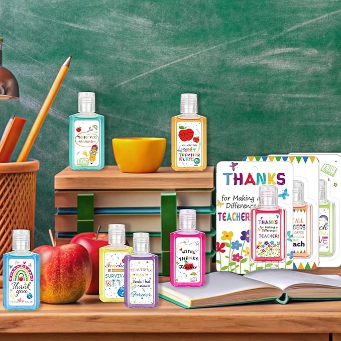 20 Pcs Teachers Appreciation Gift Hand Sanitizers Bulk Teachers Appreciation Week Gifts Natural Scented Travel Size Hand Soap Thank You Gift for Teachers' Day Back to School (Cute)
