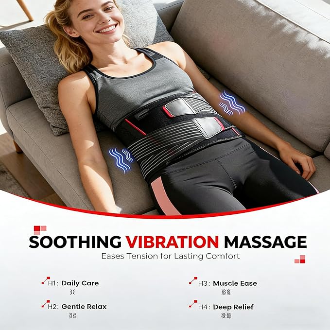 LTW Red Light Therapy Belt 210 LEDs Infrared Red Light Therapy for Body 660nm &amp 850nm Near Infrared Wrap with Vibration for Back Pain Relief Waist Belly Shoulder (49 x 9 210 LEDs)