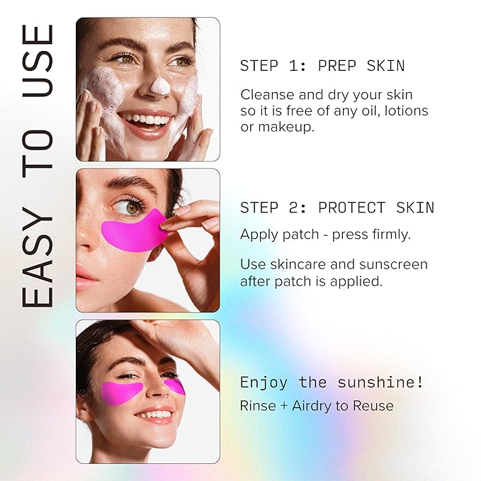 Sun Patch Reusable Sun Screen Silicone Patches For UV Protection &amp Face Sunscreen Sun Face Patches For Sun Exposure UV Shield Silicone Sun Block (1 Pack/4 Pairs) (Pink) (Golf Surf Swim Ski)