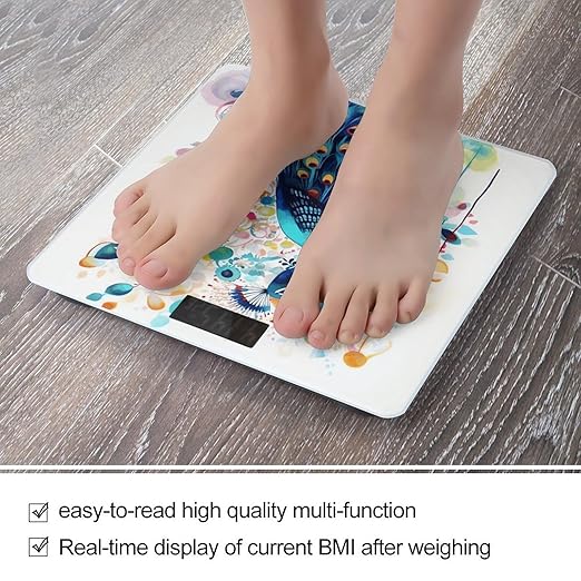 Color Peacock Weight Scale for Body Weight Digital Bathroom Scale High Capacity Accurate Digital Weighing Scales and Easy-to-Read on Backlit LCD Display Scales