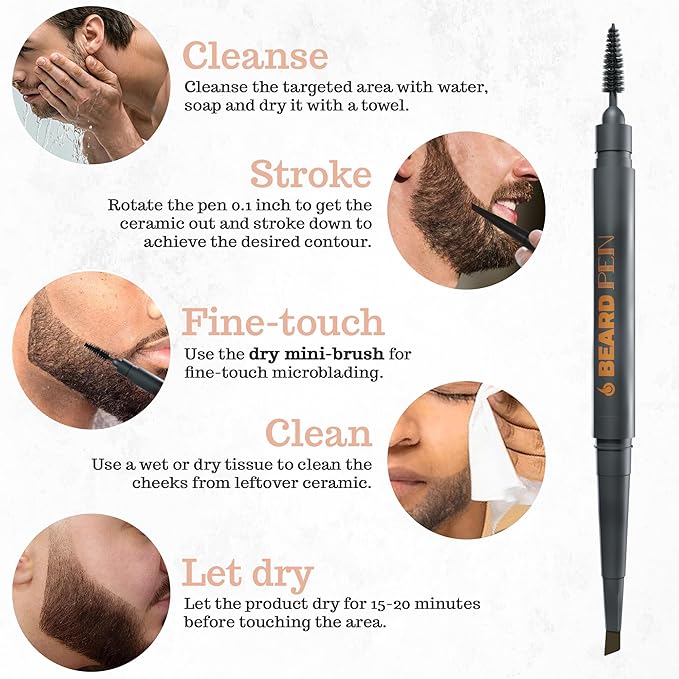 Beard Filler Pen - 2 Pack Jet Black and Beard Shaper Kit