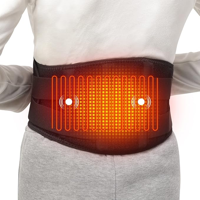 Heating Pad Lower Back Massager Wrap for Back Pain Relief Heated Waist Belt with Vibration Massage 7.4V 4400mah Battery Heat Therapy for Lower Back Lumbar Waist Abdominal Stomach Spine