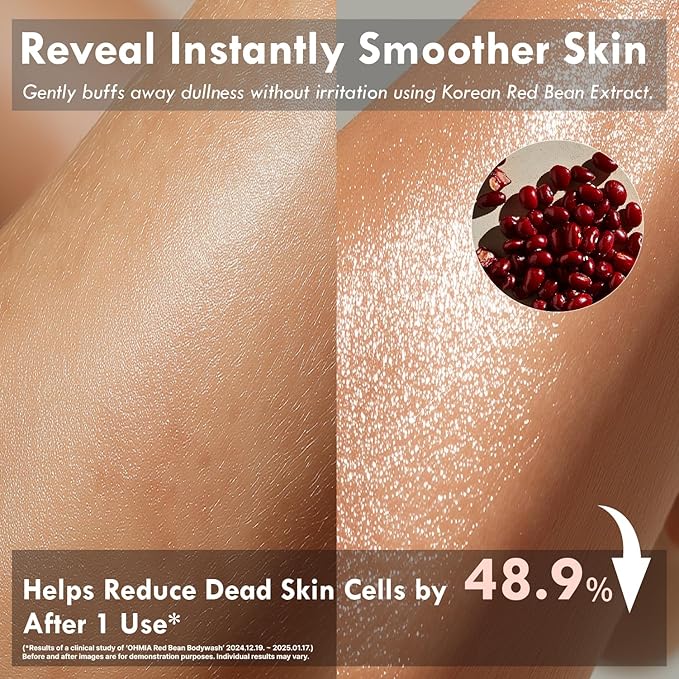 Korean Red Bean Body Lotion &amp Body wash - 24hr Hydrating Smoothing &amp Texture Care for Sensitive Skin - Peptides &amp Hyaluronic Acid - Vegan &amp Cruelty-Free - 8.45 fl oz