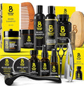 The Beard Club Ultimate Beard Growth Kit - Derma Roller Growth Oil Vitamins Vitamin Spray Biotin Balm Conditioner Cream Balms Shampoo Razor Scissors Combs Brush Cleansing Spray - Gift Set