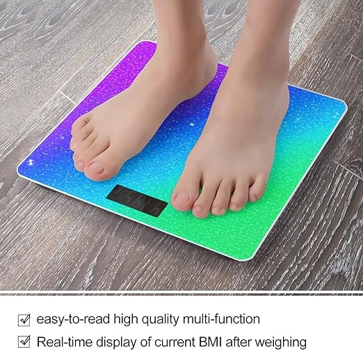 Smart Scale for Body Weight Automatic Switch Digital Bathroom Weighing Scale Beautiful Turquoise Bling Glitter Sparkles Pattern