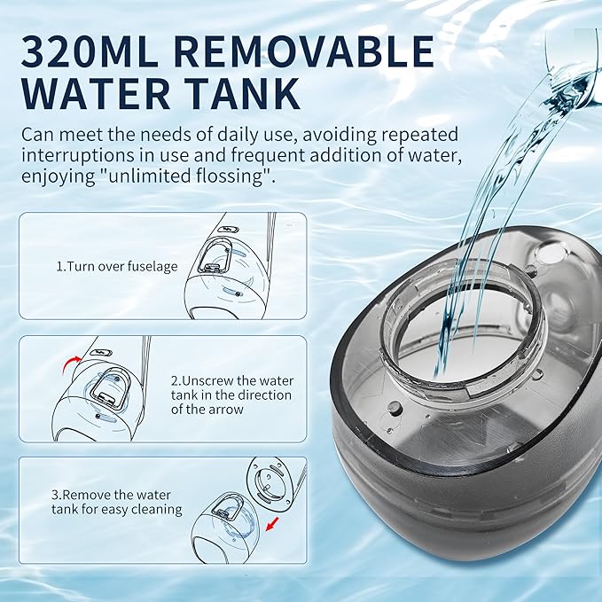 Hydro Advance 2.0 | Cordless Water Flosser for Teeth Cleaning | 0.6mm Precision Jet | 4 Pressure Modes | 320ml Tank IPX7 Waterproof | 4 Nozzles (Black)