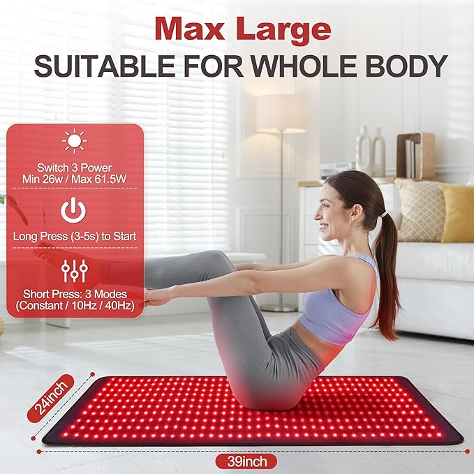 Red Light Therapy for Body Holiday Birthday Gifts for Women Men 39’’ x 24’’Large Infrared Light Therapy with Timer Red Light Panel for Back Belly Shoulder Joint (with Storage Bag)