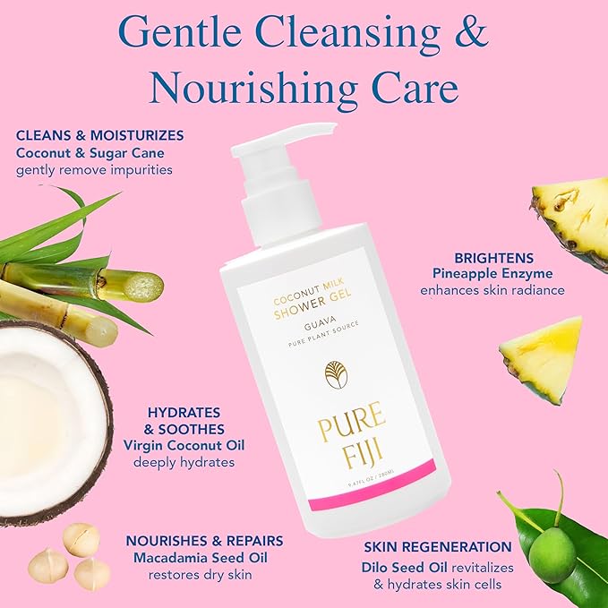 PURE FIJI Coconut Milk Shower Gel Guava (9.47 Fl. Oz /280ml)
