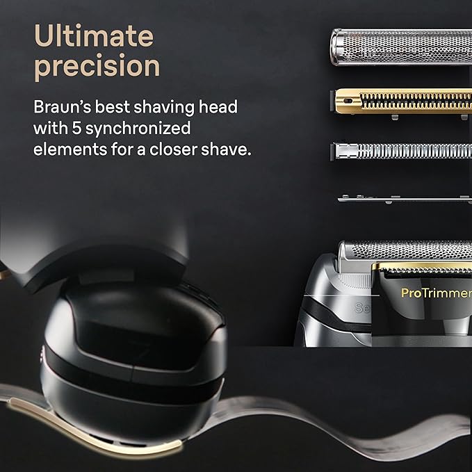 Braun Series 9 PRO+ Electric Razor for Men 5 Pro Shave Elements &amp Precision Long Hair Trimmer 6in1 SmartCare Center Wet &amp Dry Electric Shaver for Smooth Skin with 60min Battery Runtime 956