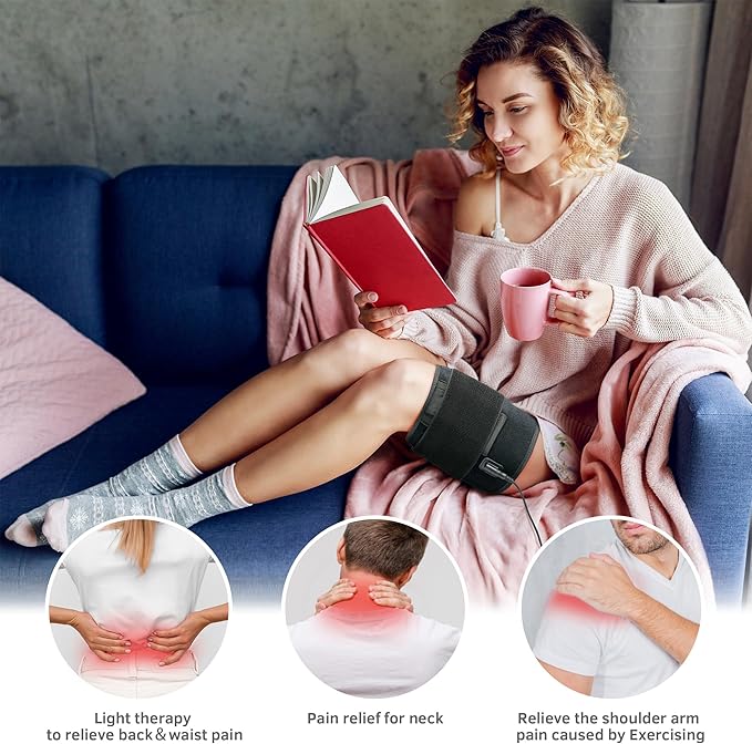 UTK Red Light Therapy Pad for Body Pain Relief LED 660＆850nm Wearable Wrap Deep Therapy Belt with Timer Function Relieve Back Shoulder Pain