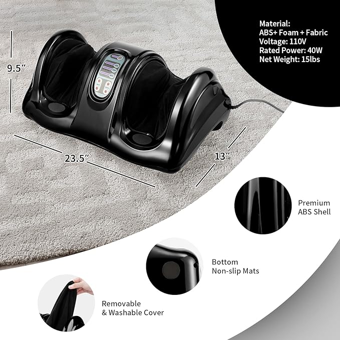 Giantex Shiatsu Foot Massager Machine for Feet Leg Calf Ankle Relieve Pain Spa Gift Deep Kneading Rolling Massage Electric Shiatsu Foot Massager w/Remote 4 Modes Black