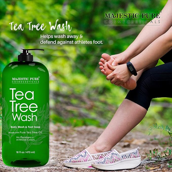 MAJESTIC PURE Tea Tree Body Wash and Tea Tree Face Cream Bundle