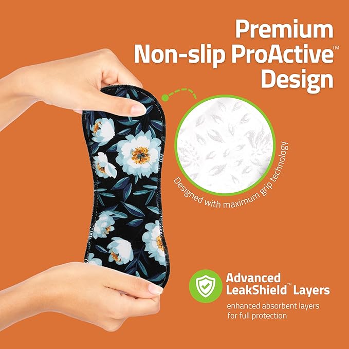 Non-Slip Reusable Incontinence Pads for Bladder Control (L+XL 6-Pack) High Temp Washable Organic Cotton Cloth Pads with Quick Absorption &amp Odor Control Soft &amp Non-Irritating for Sensitive S