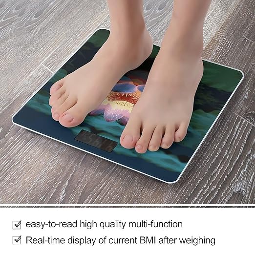 Lotus Flower Digital Bathroom Scale for Body Weight Weighing Scale with Backlit LCD Display High Precision Measurements &amp Measures Weight Up to 180kg