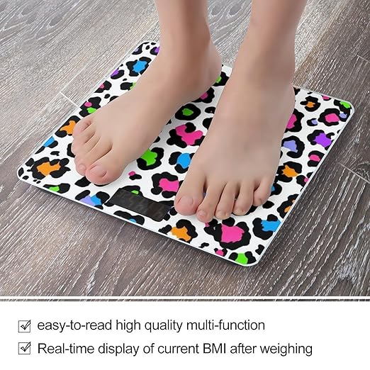 Men's Smart Scale for Body Weight Digital Bathroom Weighing Scale Automatic Switch Energy Saving Scale Colorful Cheetah Leopard Print