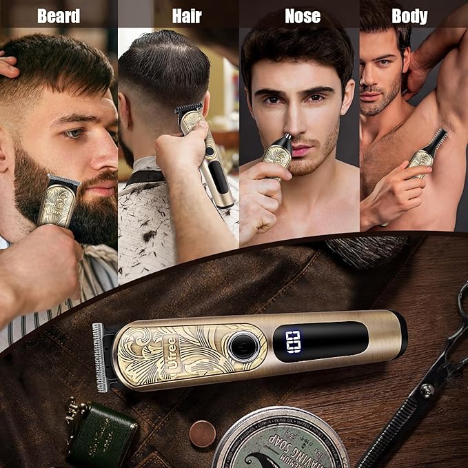 Ufree Gifts for Men Beard Trimmer with Charging Stand IPX7 Waterproof Electric Razor Shavers for Men Clippers for Hair Cutting Mens Grooming Kit for Mustache Nose Facial Body