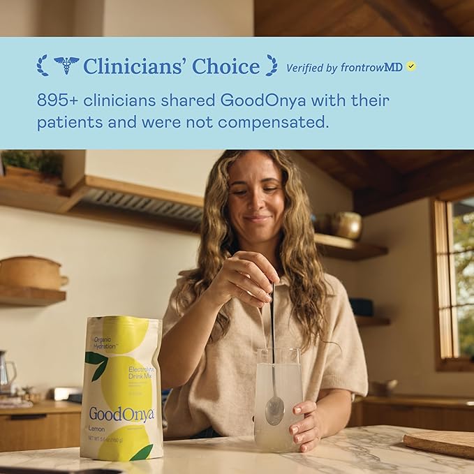 GOODONYA Organic Hydration Electrolyte Drink Mix Certified Organic Hydration Powder Non-GMO Biochecked Glyphosate Free Low Sugar Lemonade Flavor No Artificial Flavors 20 Servings