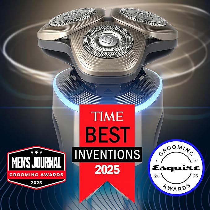 Philips Norelco Shaver i9000 Prestige Ultra Wet &amp Dry Electric Shaver White Gold SenseIQ Pro Technology Triple Lift &amp Cut System 360 Rotating NanoTech Precision Blades Beard Styler XP94