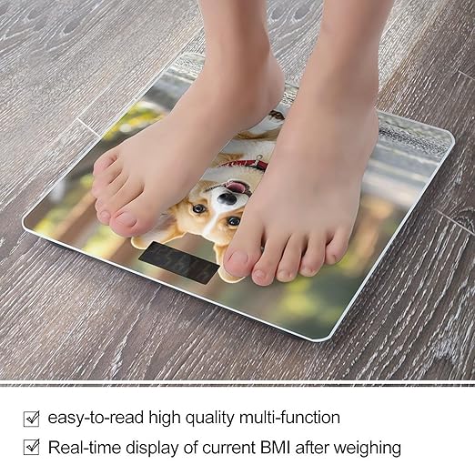 Running Corgi Bathroom Scale Digital Weight Scale Precision 400 Lbs Weighing Scales Large with LCD Backlight Display BMI Measures