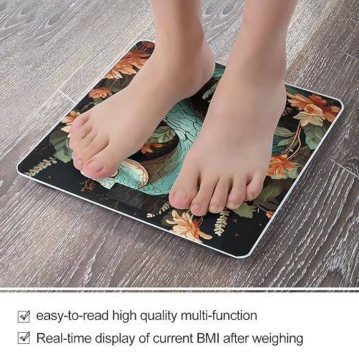 Snake and Flower Bathroom Scale for Body Weight Bathroom Weighing Scale with Backlit LCD Display Highly Accurate Measures Weight Up to 180kg