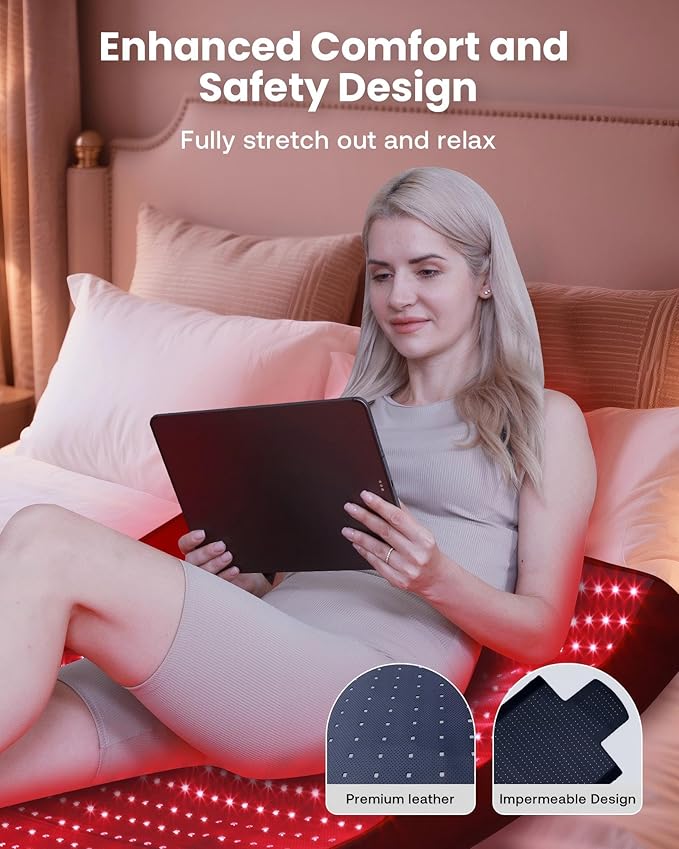 Red Light Therapy Mat for Body 74x33 1400pcs Full Body Infrared Red Light Therapy Blanket with Dual-Wavelength LEDs (660nm&amp850nm) Pulse Modes Timer &amp Intensity Control