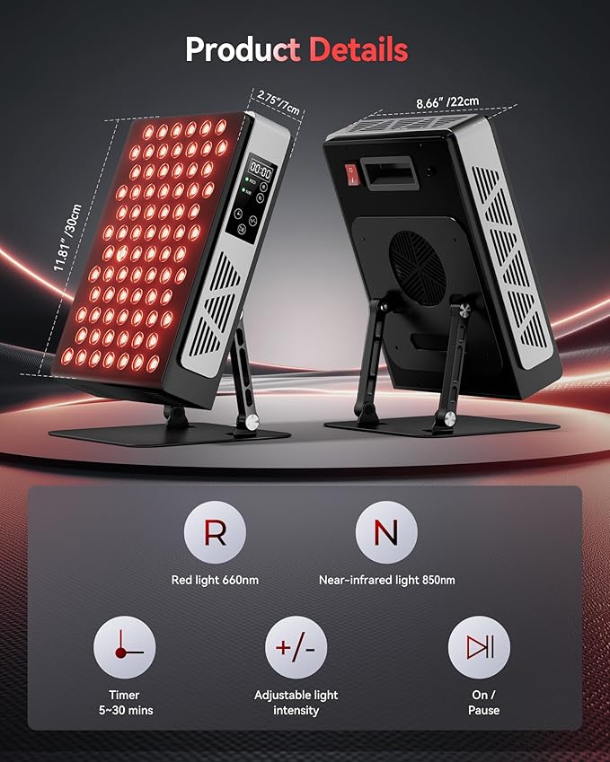 2026 Upgraded Red Light Therapy for Body Face Dual Chip 660nm 850nm Red Light Panel with 3 Modes Dimmable &amp Timer Infrared Light Therapy for Home Office Gym Basic 78 LEDs