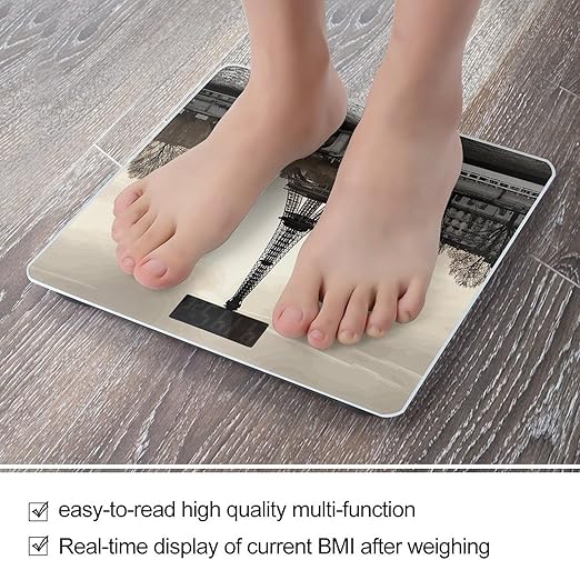 Travel Paris Bathroom Scale Ultra-Bright Liquid Crystal Screen Weight Scale Accurate Bathroom Body Scales for Body Weight Bathroom Pet Home Bedroom Gift-Giving