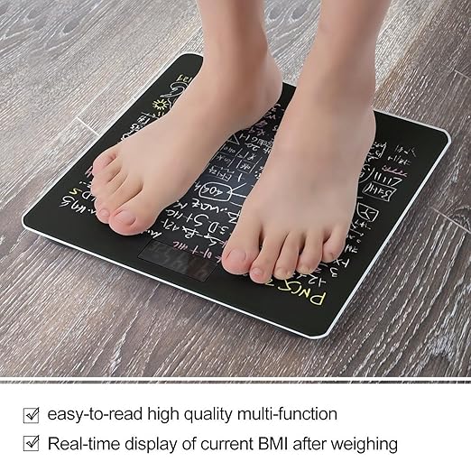 Math Formula Scale for Body Weight High Precision Digital Weight Scales with LCD Display Anti-Slip Sturdy Slim Tempered Glass Bathroom Scale for Home Use