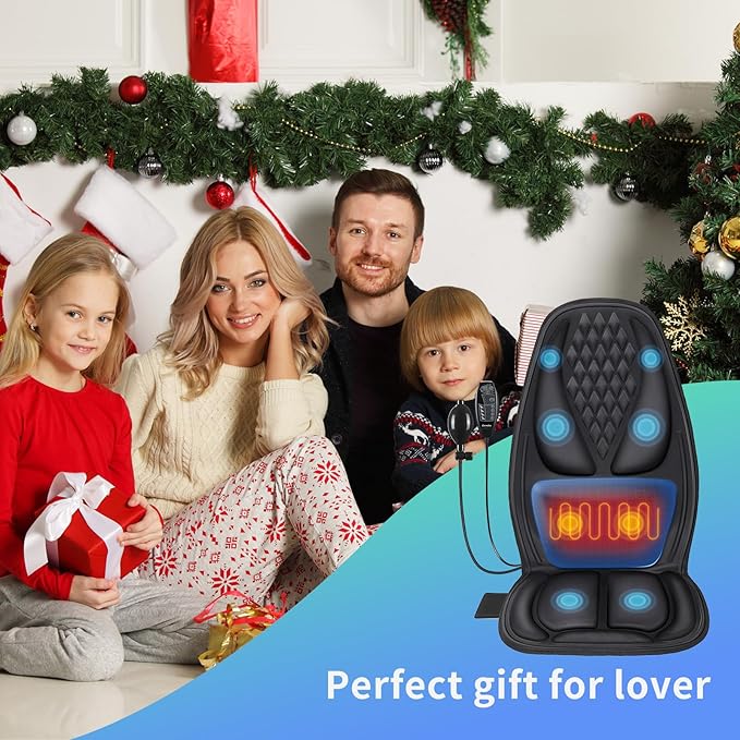 Back Massager with Heat with 8 Motors Massage Chair Pad Seat Massager with Back Traction for Full Body Massage Massage Cushion for Home/Office/Easter