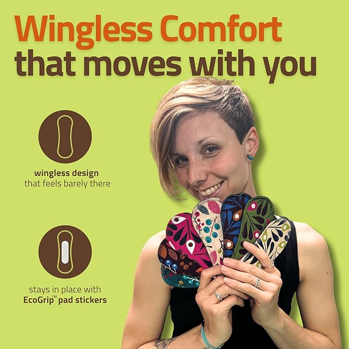 Wingless Reusable Panty Liners with Adhesive Sticker (Medium 7-Pack) – High-Temp Washable Organic Cotton Liner for Women &amp Teens – for Daily Vaginal Discharge 100% Breathable &amp Stay-Put