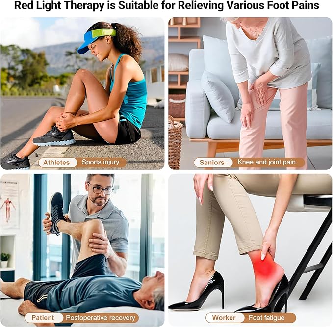 Red Light Infrared Therapy Device Feet Legs Knees Ankle Large 480 Dual Wavelength LED 5 Modes 15.8 x 11.4 x 25 Heated Foot Wrap Adjustable Power Timer Pain Relief Health Care Treatment