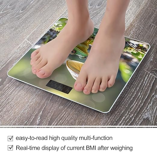 Cute Frog Under A Mushroom Bathroom Scale Digital Weight Scale Precision 400 Lbs Weighing Scales Large with LCD Backlight Display BMI Measures