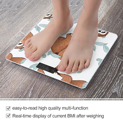 Brown Sloth Bathroom ScaleHighly Accurate Digital Weighing Machine for People Bright LED Display Weight Scale for The Aldult Home Use