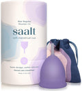 Saalt Soft Menstrual Cup – Reusable Period Cup – Made for Comfortable Leak-Free Protection Up to 12 Hours – BPA &amp Latex Free – Includes Cup &amp Carry Bag (Regular Mountain Iris)
