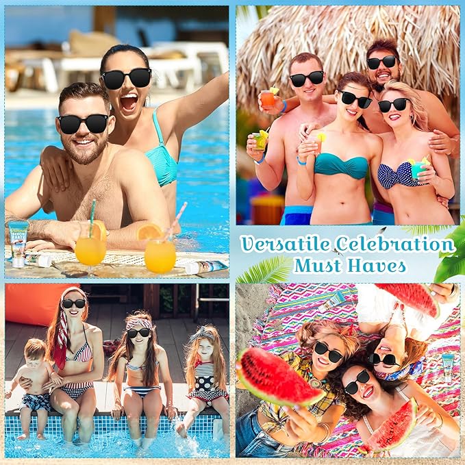 12 Sets Mini Sunscreen and Sunglasses Bulk for Wedding Party Spf30 Water Resistant Sunscreen Lotion Bulk 1oz Travel Size for Thank You Gifts Wedding Party Supplies(Beach)