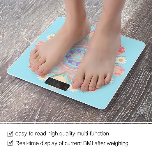 Digital Bathroom Scale for Body Weight Scale with Bright LCD Display High Accuracy Step-On Technology Auto On/Off Bohemian Mandala Flower Digital Scales 400 Lbs /180kg